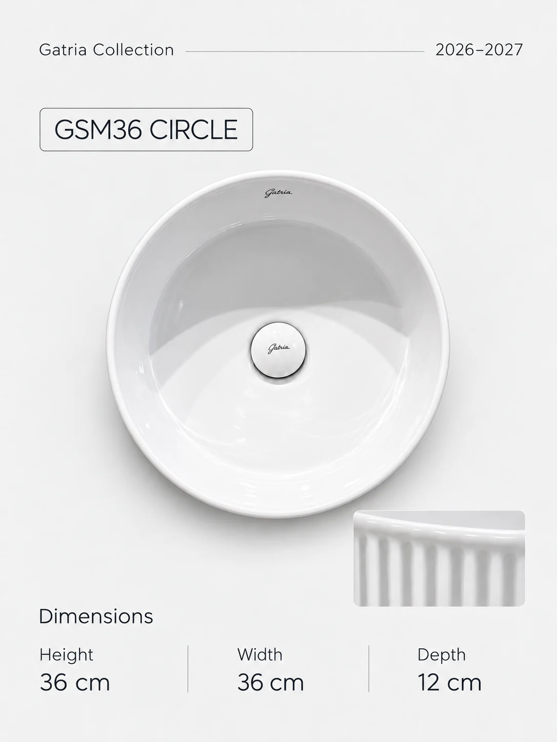 روشویی روصفحه‌ای GSM36 گرد